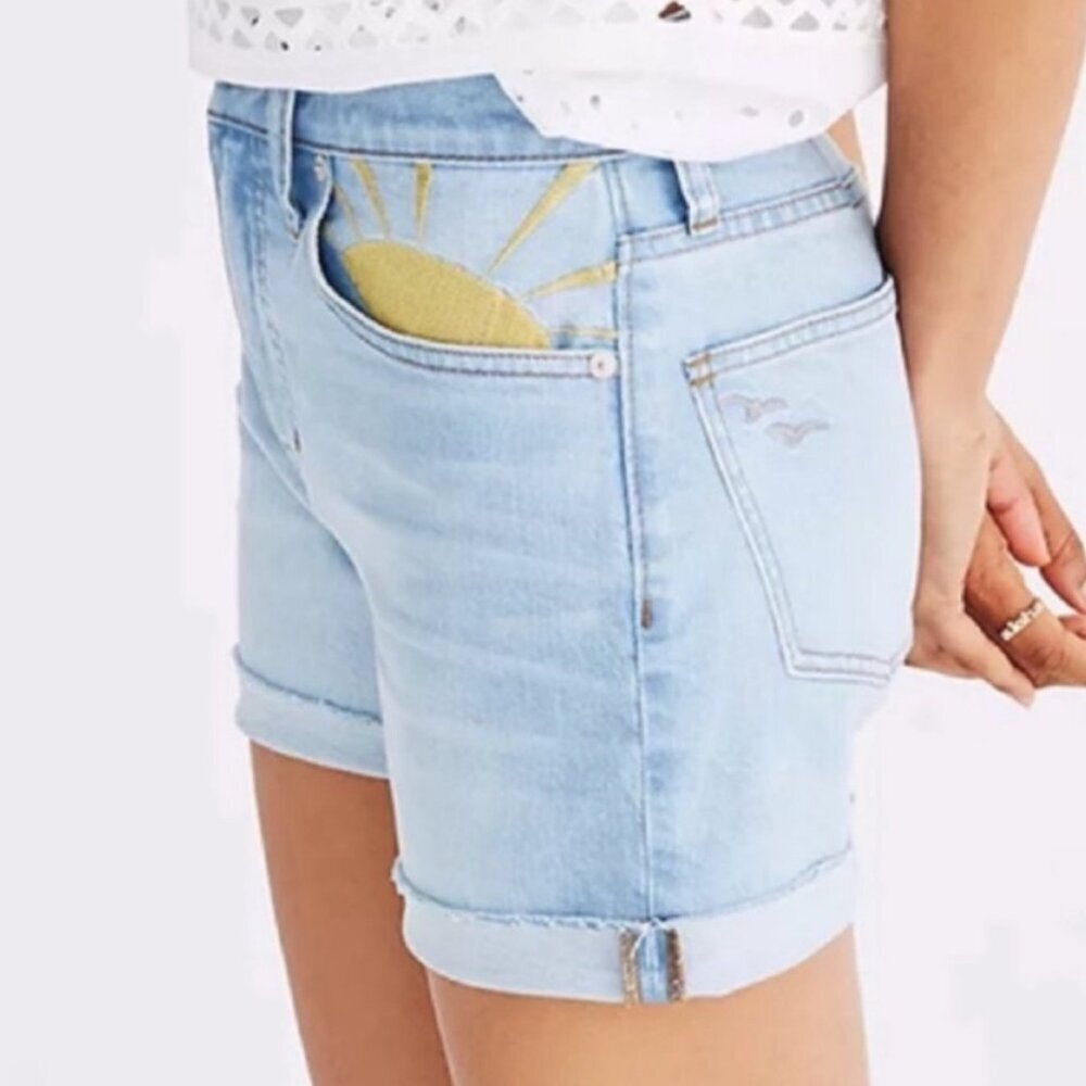 Madewell Sun Embroidered Edition Raw Edge High Rise Denim Shorts Taylor Swift 27 - Picture 3 of 16